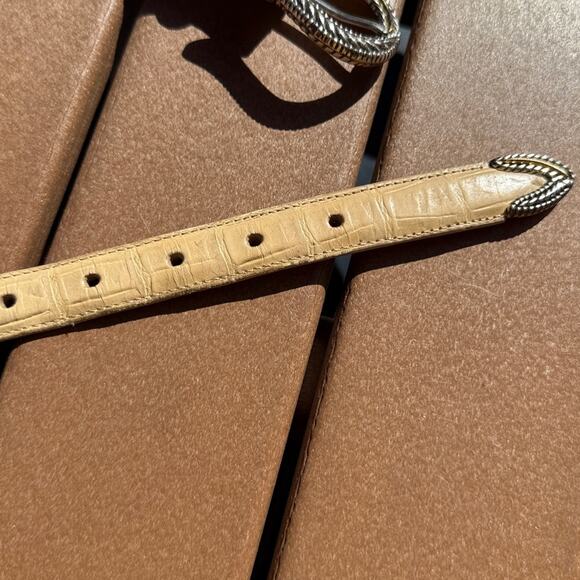 Brighton Classics Beige Croc Embossed Leather Belt with Silver Accents XL main image 7